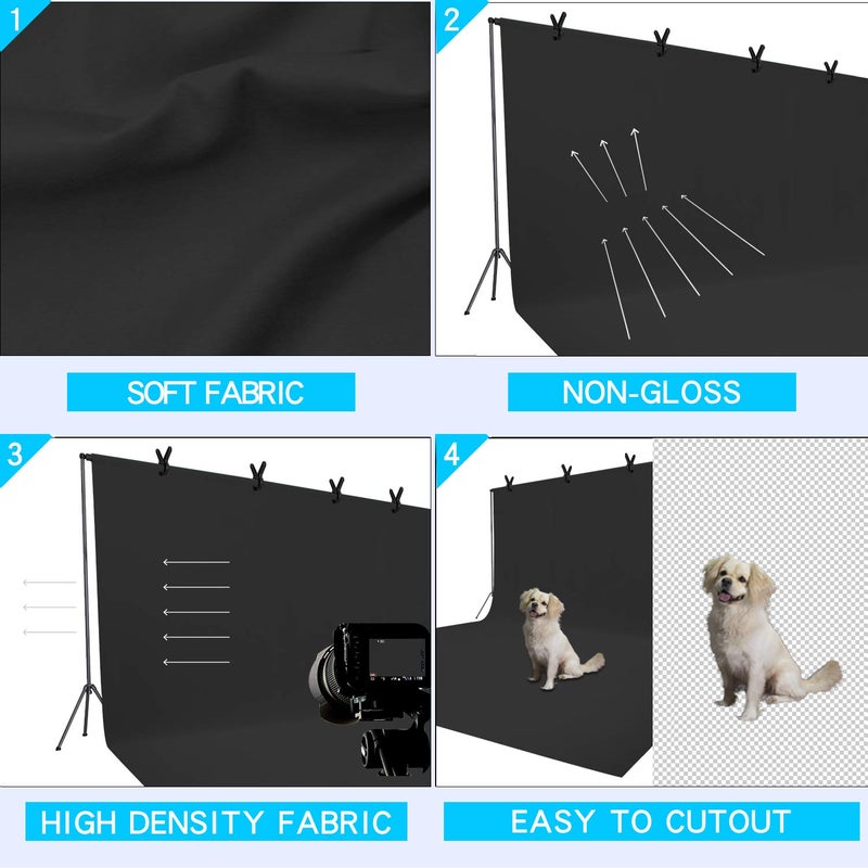 ISSUNTEX 9X15 ft Background Polester Backdrop, Photo Studio, Collapsible High Density Screen for Video Photography and Television-Black - Image 2